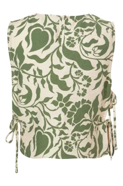 Quiz Khaki Tropical Print Crop Top New