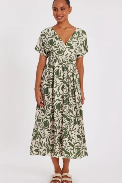 Quiz Khaki Tropical Print Midaxi Dress Online