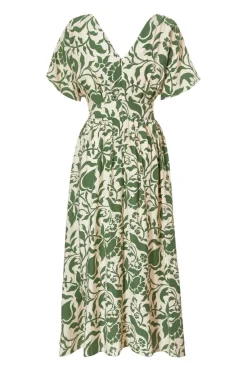 Quiz Khaki Tropical Print Midaxi Dress Online