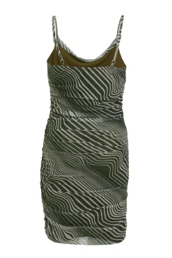 Quiz Khaki Wavy Stripe Dress Sale