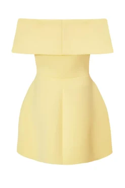 Quiz Bardot Bow Skater Dress Lemon