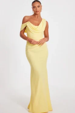 Quiz Drop Sleeve Maxi Dress Lemon New