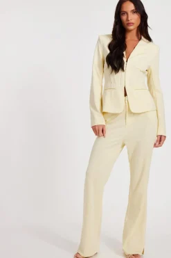 Quiz Flared Tailored Trousers Lemon