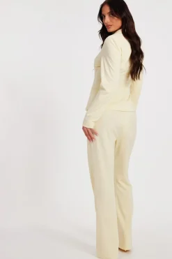 Quiz Flared Tailored Trousers Lemon