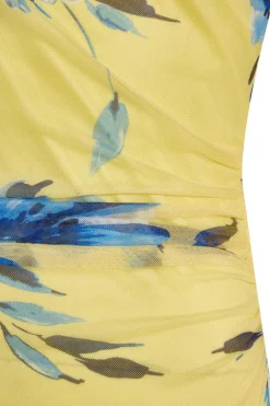Quiz Lemon Floral Drop Sleeve Midaxi Dress Hot