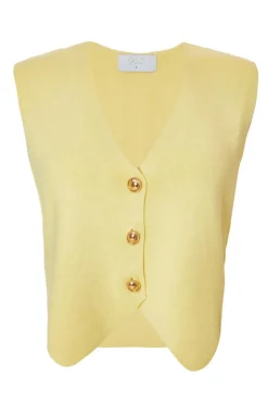 Quiz Knitted Button Front Waistcoat Lemon Sale