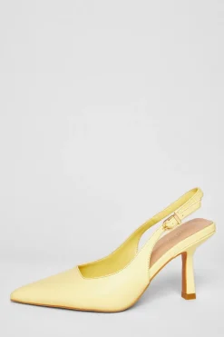 Quiz Sling Back Court Heels Lemon