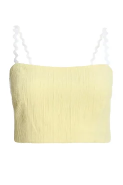 Quiz Lemon Wavy Trim Crop Top Online