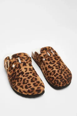 Quiz Leopard Print Faux Suede Mules Multi Outlet