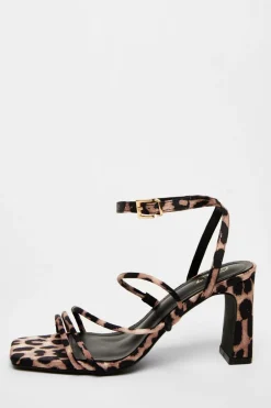 Quiz Leopard Print Heeled Sandals Clearance