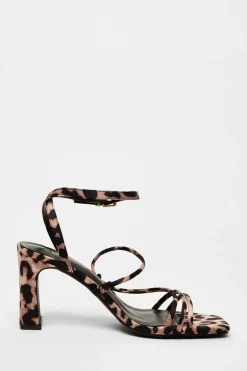 Quiz Leopard Print Heeled Sandals Clearance