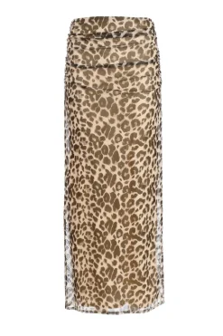Quiz Leopard Print Mesh Maxi Skirt Online