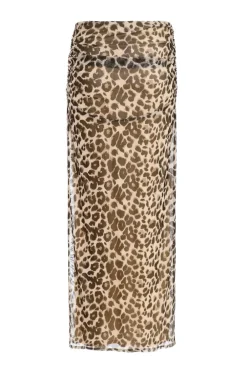 Quiz Leopard Print Mesh Maxi Skirt Online