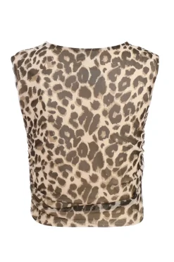Quiz Leopard Print Mesh Top Best