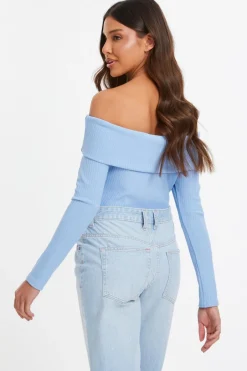 Quiz Bardot Top Light Blue Best