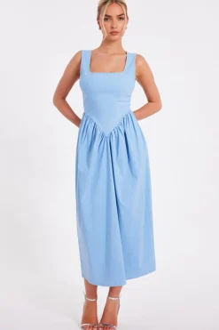 Quiz Light Blue Bow Back Midi Dress