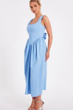 Quiz Light Blue Bow Back Midi Dress