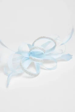 Quiz Diamante Bow Fascinator Light Blue Hot