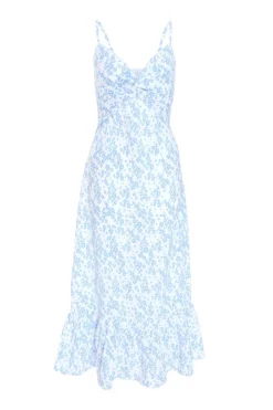 Quiz Light Blue Ditsy Floral Midi Dress Discount