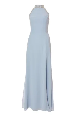 Quiz Embellished Chiffon Maxi Dress Light Blue Clearance