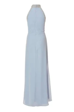 Quiz Embellished Chiffon Maxi Dress Light Blue Clearance