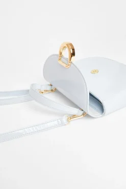 Quiz Light Faux Leather Top Handle Bag Blue Online