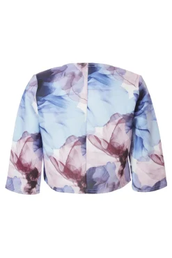 Quiz Light Blue Floral Cropped Jacket Sale