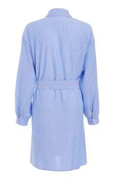 Quiz Light Blue Pinstripe Mini Shirt Dress Outlet