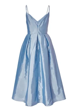 Quiz Taffeta Midaxi Dress Light Blue Clearance