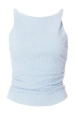 Quiz Textured Mesh Top Light Blue Online