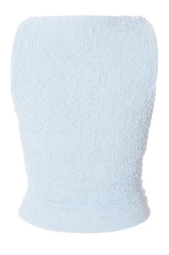 Quiz Textured Mesh Top Light Blue Online