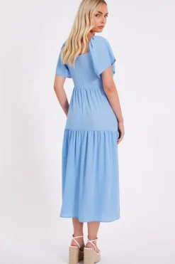 Quiz Tiered Midaxi Dress Light Blue Best