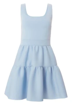 Quiz Light Blue Tiered Skater Mini Dress New
