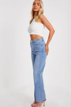 Quiz Light Denim Embellished Jeans Clearance