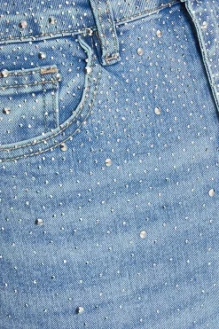Quiz Light Denim Embellished Jeans Clearance
