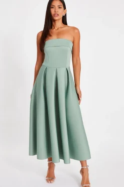 Quiz Light Green Bandeau Skater Dress