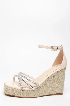 Quiz Diamante Cross Strap Wedges Light Pink Best