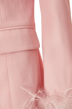 Quiz Feather Trim Blazer Light Pink Online
