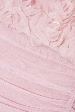 Quiz Light Floral Mesh Top Pink Hot