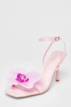 Quiz Flower Detail Stiletto Heels Light Pink Best