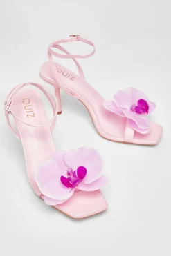 Quiz Flower Detail Stiletto Heels Light Pink Best