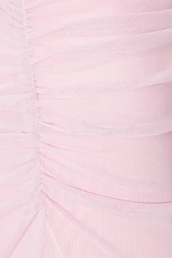 Quiz Mesh Ruched Midaxi Skirt Light Pink Outlet