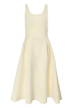 Quiz Bow Back Midi Dress Light Yellow Clearance
