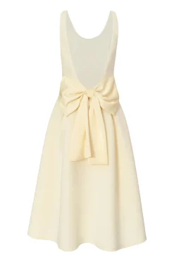 Quiz Bow Back Midi Dress Light Yellow Clearance