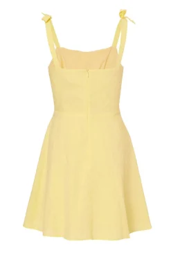 Quiz Dobby Ruched Dress Light Yellow