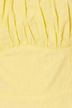 Quiz Dobby Ruched Dress Light Yellow