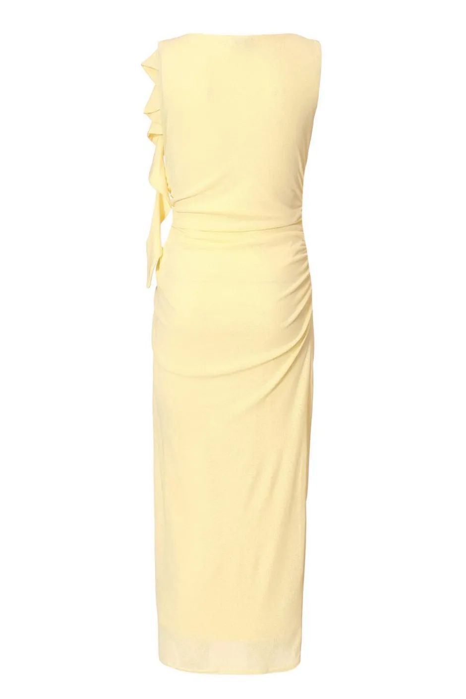 Quiz Frill Midi Dress Light Yellow Hot