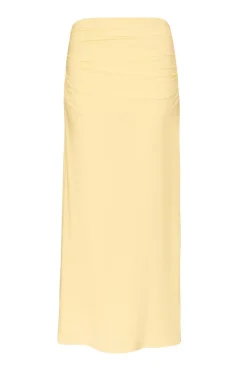 Quiz Light Yellow Ruched Maxi Skirt Online