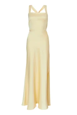 Quiz Light Yellow Satin Maxi Dress Hot