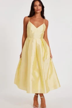 Quiz Taffeta Midaxi Dress Light Yellow Discount